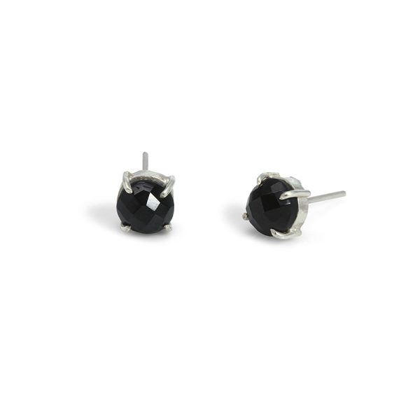 ARETES FACETADOS TURMALINA NEGRA