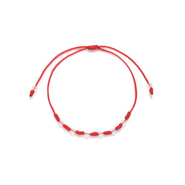 PULSERA ROJA 7 NUDOS CON CUARZO CRISTAL